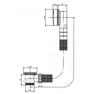 Automatinis vonios sifonas, prailgintas, aukso spalva, d.70 mm 1