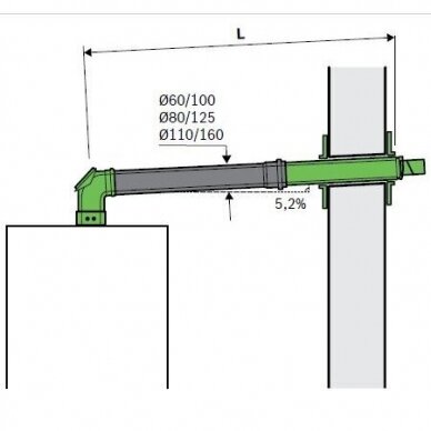 Dūmtraukis dujiniam katilui Junkers / Bosch FC-SET, D60/100 C13x su adapteriu 1