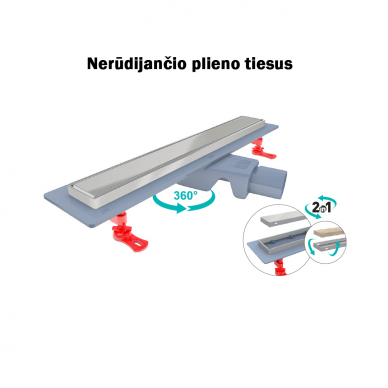 Dušo latakas Valtemo su nerūdijančio plieno apvadu 360 1