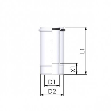 Dvigubas kamino pailginimas Cox Geelen CoxDENS PP/Alu, d60/100 reguliuojamas, 255 mm 1