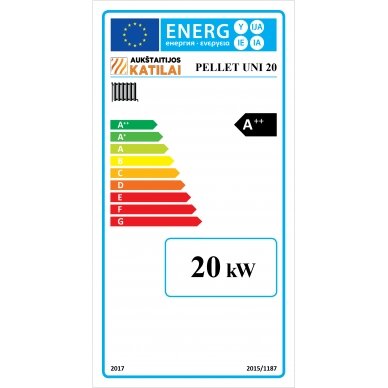 Granulinis katilas 20 kW komplekte su rotac. 20 kW degikliu, sraigtu, 270 l metaliniu bunkeriu 2