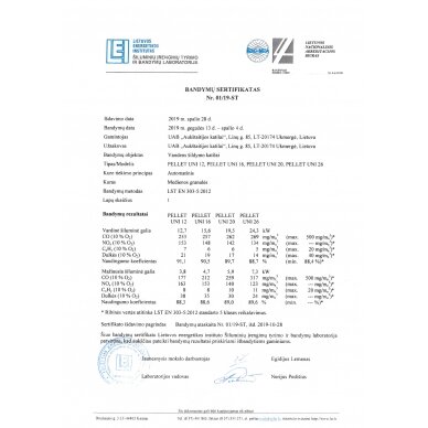 Granulinis katilas 20 kW komplekte su rotac. 20 kW degikliu, sraigtu, 270 l metaliniu bunkeriu 3