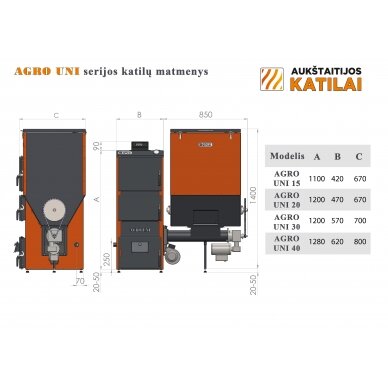 Granulinis katilas 40 kW, komplekte su 40 kW"Zenono" degikliu, 400 l bunkeriu 3