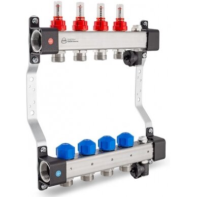 Grindinio šildymo kolekt. su debit. ir pav.vožtuvais KAN-therm InoxFlow UFS-5; žiedų sk. 5; ilgis 290 mm