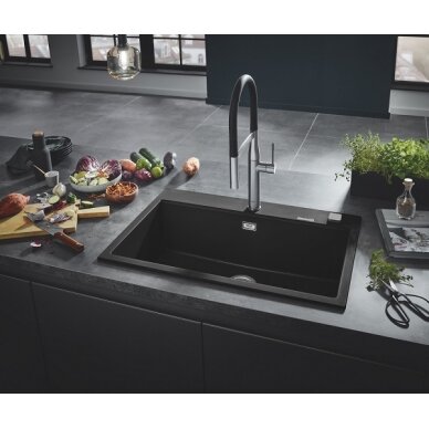 Grohe akmens masės plautuvė K700, 560x510 mm, granito juoda spalva 2