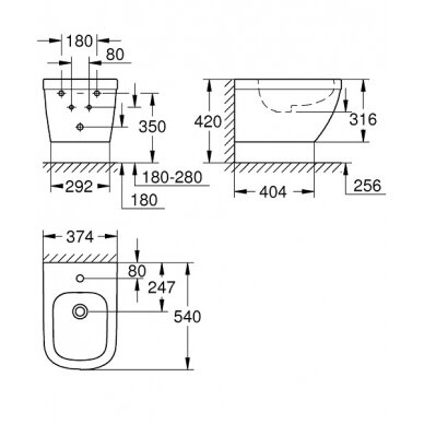 Grohe Euro Ceramic pakabinama bide 1