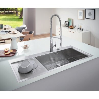 Grohe nerūdijančio plieno plautuvė K1000, 710 x40 cm, dubuo dešinėje 4