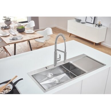 Grohe nerūdijančio plieno plautuvė K1000, dubuo 71 x 40 cm, dubuo kairėje 3