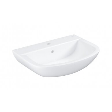 Grohe praustuvas BAU Ceramic 65cm su skyle maišytuvui, baltas