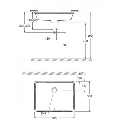 Grohe praustuvas Cube montuojamas iš apačios, 50 cm 1