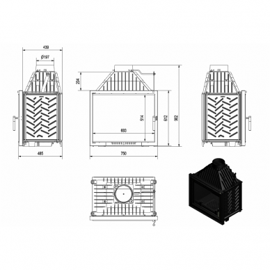 Ketinis židinys AMELIA DECO 25kW 1