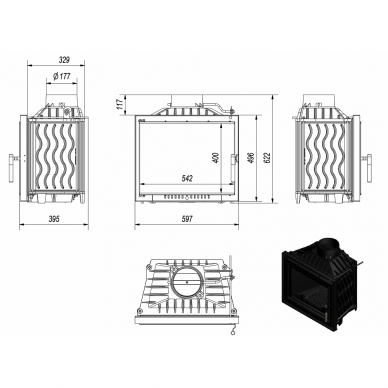 Ketinis židinys ANTEK DECO 10kW 1