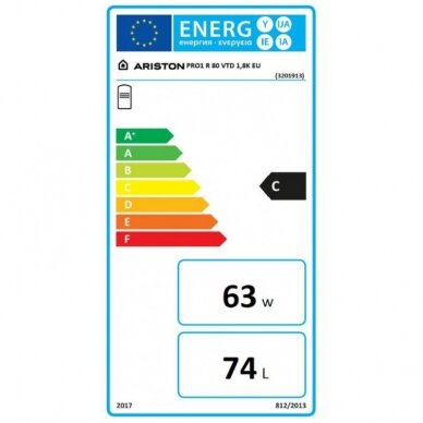 Kombinuotas vandens šildytuvas Ariston PRO1 R, 80VTD, 74l 1.8 kW dešininis 2