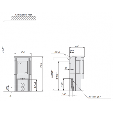 Krosnelė C556T Style, juoda su muilo akmens apdaila (998029, 803376) 1