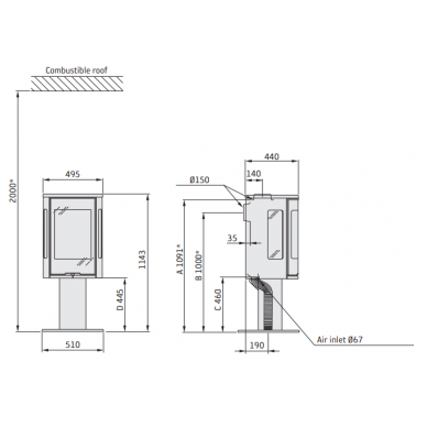 Krosnelė C586:3 G Style, juoda su muilo akmens viršumi (998073, 803351) 1