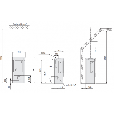 Krosnelė CONTURA C856T Style, juoda, su muilo akmens apdaila (998474, 203086) 1