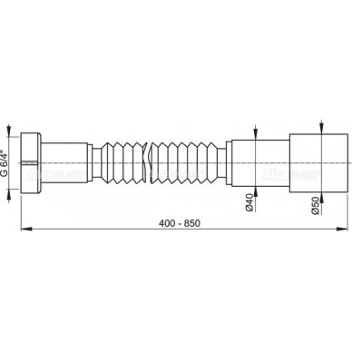 Lankstus sifono pajungimo vamzdis (gofra) 1 1/4"x40/50;  L400–850mm 1