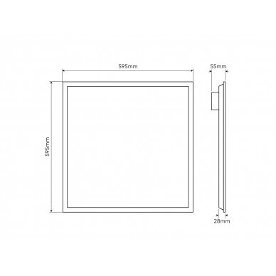 LED šviesos panelė 28W, 60x60cm, 4000lm, 142lm/W, neutraliai balta 4000K, LED line PRIME 1