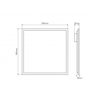 LED šviesos panelė 40W, 60x60cm, 4800lm, 120lm/W, neutraliai balta 4000K, LED line PRIME 4