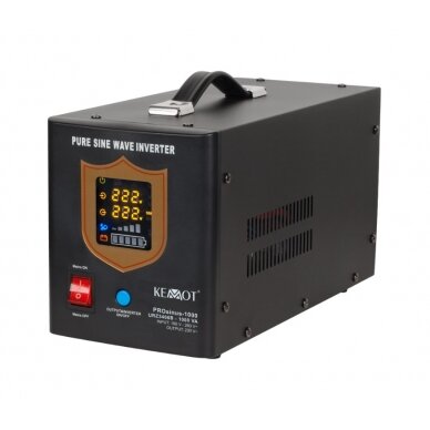 Nepertraukiamo maitinimo šaltinis PROsinus-1000 1000VA / 700W 12V/230Vac, UPS, sinusas, juodas, kilnojamas