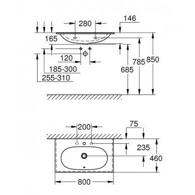 Pakabinamas praustuvas Grohe Essence 80 cm 1