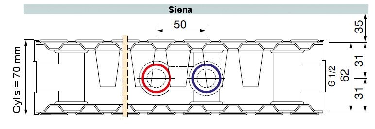 Plieninis radiatorius GALANT CENTARA 21C-5-0500, centrinis prijungimas 1