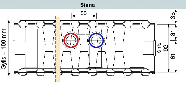 Plieninis radiatorius GALANT CENTARA 22C-35-1400, centrinis prijungimas 1