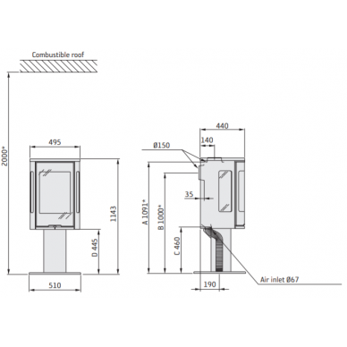 Plieninė Contura krosnelė C586:2 STYLE G, korpusas juodas su stikliniu viršum (298086,298097,803325) 1