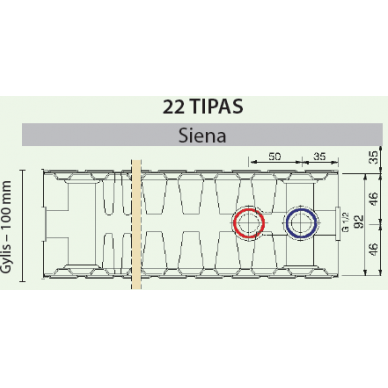 Plieninis radiatorius Galant UNI 22UNI-2-0600, universalus prijungimas 1