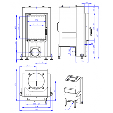 Plieninis židinio ugniakuras Romotop Dynamic D3F01 38.50.01 74  1