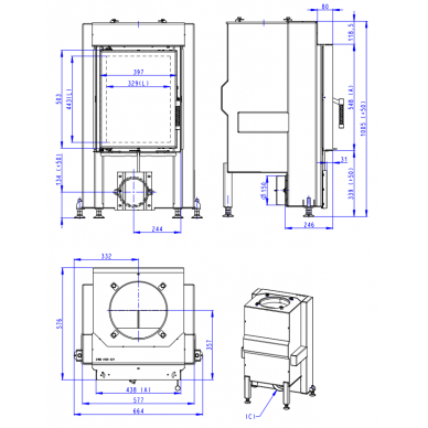 Plieninis židinio ugniakuras Romotop Dynamic D3G01 44.55.01  1