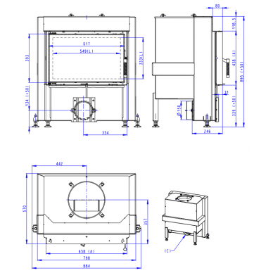 Plieninis židinio ugniakuras Romotop Dynamic D3H01 66.44.01 1