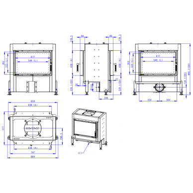 Plieninis židinio ugniakuras Romotop Dynamic DT3H01 66.44.01  1