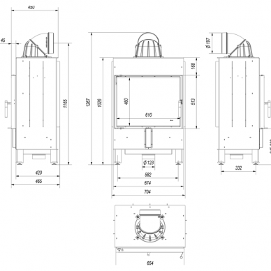 Plieninis židinys LUCY 12 kW 4