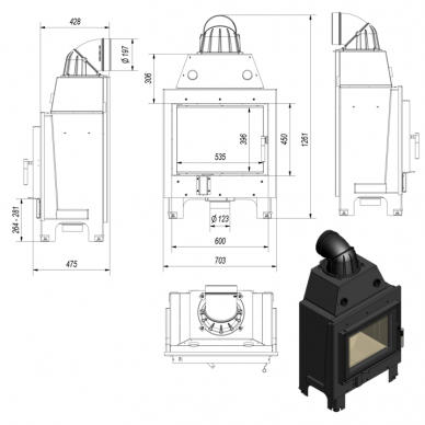 Plieninis židinys MBM 10 4