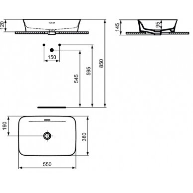 Praustuvas Ideal Standard Ipalyss, 550x380 mm su perlaja, baltas 1