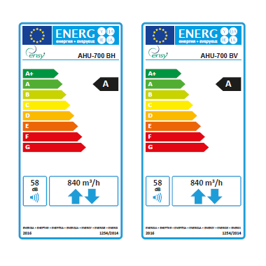 Rekuperatorius ENSY InoVent  AHU-700BV/1 vert. kair. p. 840m³/h. Komplekte valdiklis su WI-FI 2