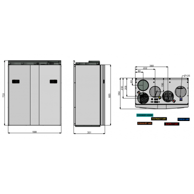 Rekuperatorius ENSY InoVent AHU-200H vert. deš.p. 260m³/h. Komplekte valdiklis su WI-FI 3