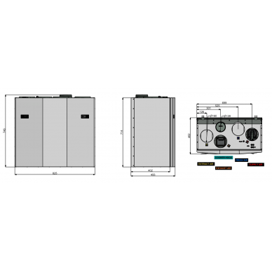 Rekuperatorius ENSY InoVent AHU-400BH vert. deš.p. 470m³/h. Komplekte valdiklis su WI-FI 3