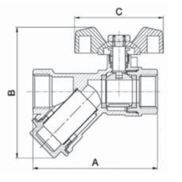 SENA ventilis su filtru 1/2" v/v trumpa rankena (152503) 1