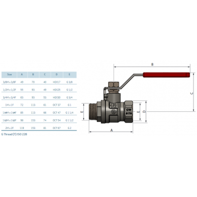 SENA ventilis 1"1/4 v/i ilga rankena (150606) 1