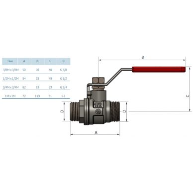 SENA ventilis 1/2" i/i ilga rankena (151103) 1