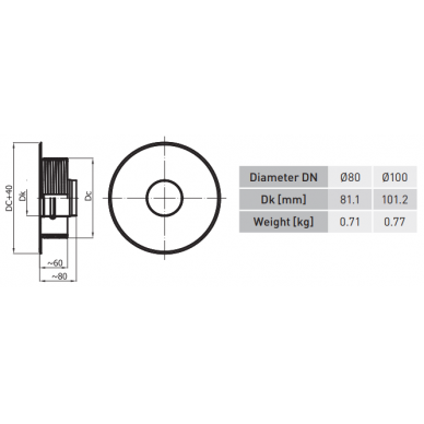 Sienos perėjimas WKCP 080/200 keramikiniams kaminams 1