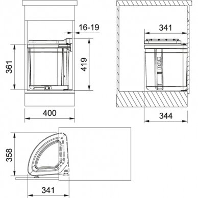 Šiukšliadėžė FRANKE, Sorter, Pivot 27 l. 1