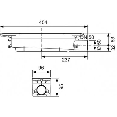 Standartinis trapas TECEdrainprofile DN50 su sifonu, 95mm 0,6/0,8 l/s 2