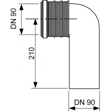 TECE profil pajungimo alkūnė 90'- DN 90/90 1