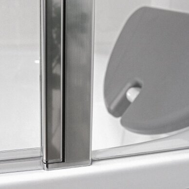 Vonios sienelė BV2 900/1500, stiklas skaidrus, su lentynėle ir kabliuku 5
