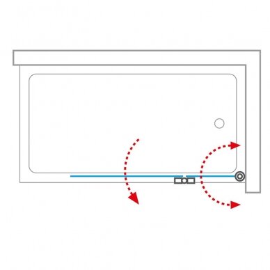 Vonios sienelė TZVP2 1100/1400, stiklas skaidrus, dešinės pusės 1